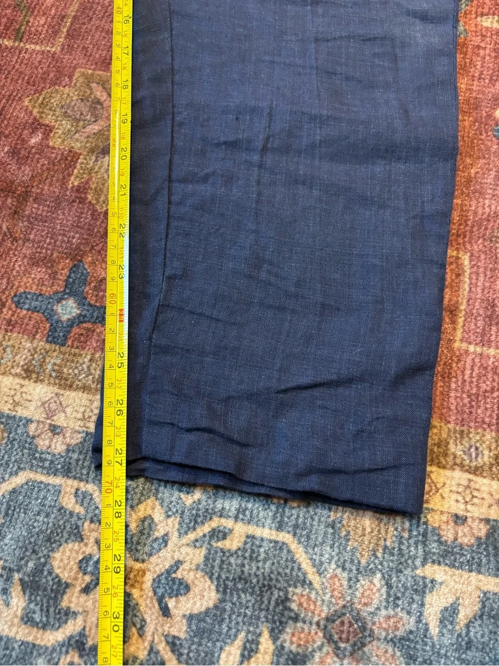 Haspel Pants Mens 34x27 100% Linen Blue Straight Leg Casual Pants Baggy